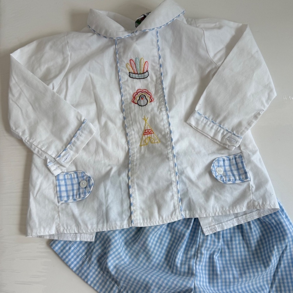 Cecil and Lou Thanksgiving Embroidered Long Sleeve Set Size 24 Months